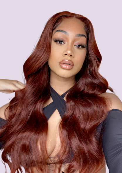 Ashley Reddish Brown Body Wave Glueless Wear and Go HD Wig