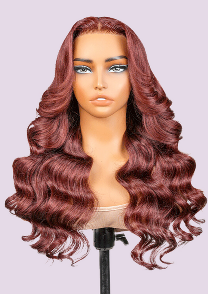 Ashley Reddish Brown Body Wave Glueless Wear and Go HD Wig