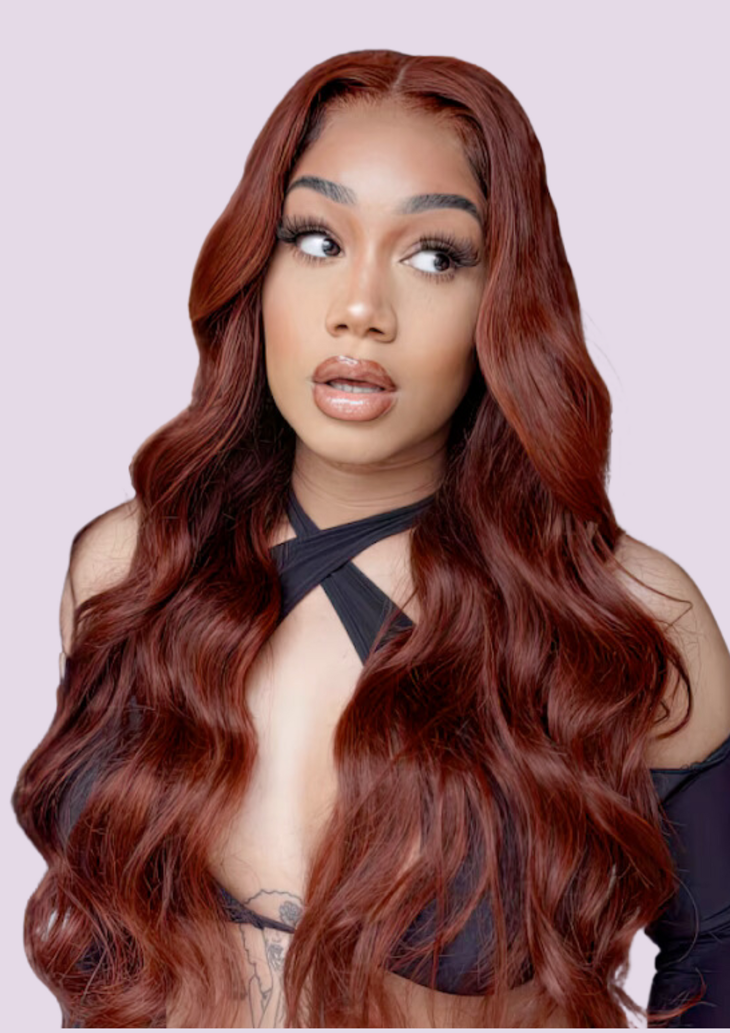 Ashley Reddish Brown Body Wave Glueless Wear and Go HD Wig